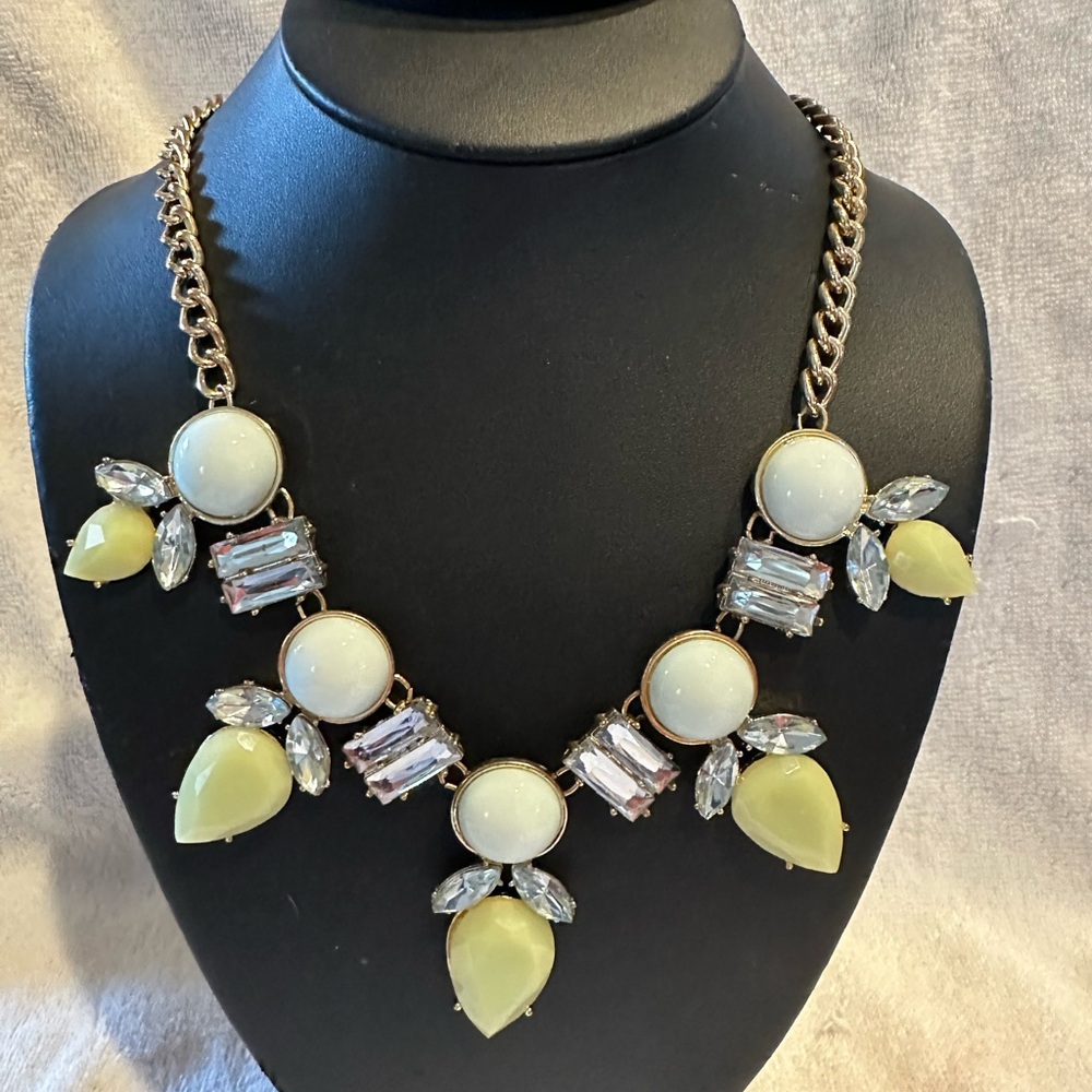 Elegant Gold and Yellow (light green)  Statement Necklace